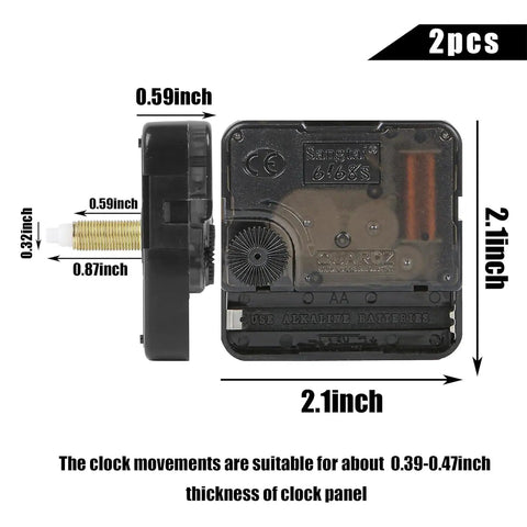 Side view of High Torque Quartz Clock Movement Kit with 2pcs, showing size and dimensions for DIY handcrafted clocks.