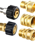 Beefy Nine Piece Stainless Steel Quick Disconnect Adapter Kit For Pressure Washers M22 14 Swivel To Three Eighths Inch Quick Connect