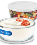 Two Pack 1 Quart Glass Yogurt Containers With Lids For Easy Meal Prep BPA Free Oven Safe Durable Round Storage Bowls Perfect For Storing Yogurt Probiotics And Making More Yogurt Per Batch