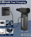 180000 RPM Cordless Air Duster With Brushless Motor, LED Light, And Rechargeable Stepless Speed Control shown charging.