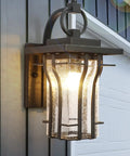 Dope Industrial Style Outdoor Wall Sconce Light With Seeded Glass, Waterproof Exterior Lantern on house wall