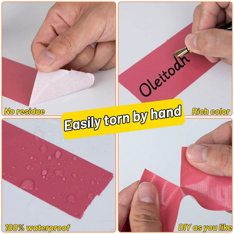 Demonstration of Rainbow Duct Tape Bulk 6 Pack 2 Inch Wide Each Roll 30 Yards 180 Yards Total, tearing by hand, waterproof feature.