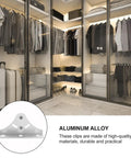 Heavy Duty Aluminum Alloy Shelf Brackets With Adjustable Mounting Clips shown in a modern closet setting for floating shelves