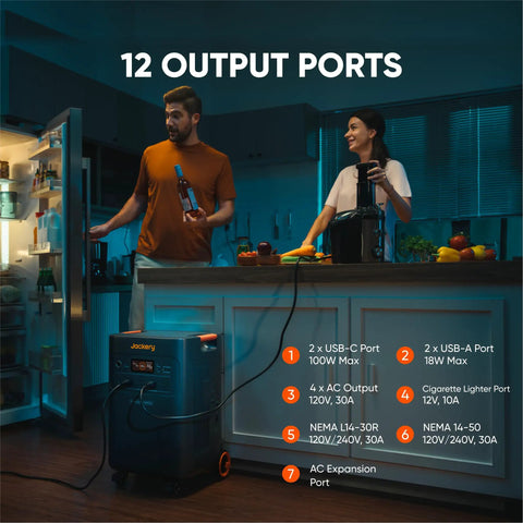 Power Up Your Home With A 5040Wh LiFePO4 Solar Generator, Smart Transfer Switch Delivers 7200W Continuous Power And 14400W Surge, 120V 240V Output, Whole Home Backup, 0ms UPS, Solar Panel Optional, Built Tough For Blackouts powering kitchen appliances