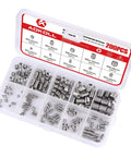 Open case of 200 Piece Heavy Duty Stainless Steel Allen Head Grub Screws Set With Socket Hex Drive M3 To M8 304 Stainless Steel Assortment Kit