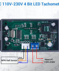 Digital Red LED Tachometer RPM Speed Meter For 110V 230V Motors circuit board with NPN Hall Proximity Switch and sensor connections.