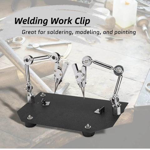 Adjustable Welding Clamp Clip Set Third Hand Tool For Soldering Modeling And Painting Ideal For Jewelry Making And Small Part Repair Includes Steel Base With Rubber Feet Stable On Any Workbench steel base with adjustable arms