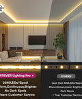 Living room illuminated by COB LED Strip Light Warm White 3000K High Density Tape Light, with 2560 LEDs per roll, Ra 90 Plus.