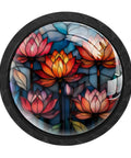 Hella Smooth Retro Lotus Cabinet Knobs Featuring Sweet Stained Glass Accents And Super Rust Resistant Metal Hardware For Bedroom Dressers Kitchen Cupboards 4 Pack round glass knob with colorful lotus design