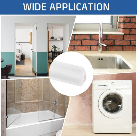 Flexible Shower Water Barrier Edge Guard 118 Inch TPE Splash Stopper used in bathroom, kitchen sink, and laundry area