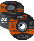 Ultra Thin 4 1/2 Inch Cut Off Wheel Pack For Metal And Stainless Steel Grinding On Angle Grinders 0.045 Inch Thick 13,300 RPM Seven