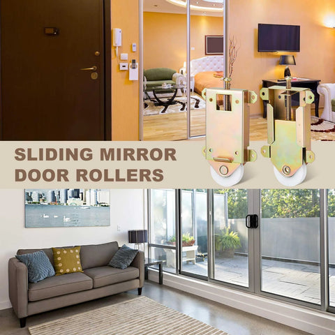 8 Piece Replacement Set Of Sliding Closet Door Rollers Two And A Half Inch Mounting With One And A Half Inch Nylon Concave Ball Bearing Wheels