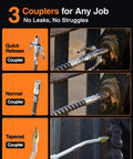 Close-up of 3 coupler types used with Beefy 2-In-1 Electric Grease Gun: quick release, normal, and tapered, ideal for various tasks.