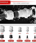 Forty Piece NPT Cable Gland Kit Rugged IP68 Waterproof Cord Grip Set With NPT Sizes One Quarter Inch Three Eighths Inch One Half Inch Three Quarters Inch And One Inch Plus Nineteen Top Hat Grommets For Nylon Strain Relief And Cord Connectors, white nylon glands