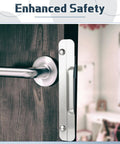 Close-up of a Two Pack Heavy Duty Carbon Steel Door Latch Guard Plate installed on a door for enhanced security.