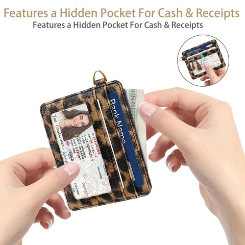 Ultra Slim Minimalist Card Holder Wallet With RFID Blocking, Pocket Ready And Lightweight, showing ID window and ticket compartment