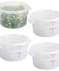 2 Quart Translucent Round Food Storage Containers With Lids Pack Of 4 Nonstick BPA Free NSF Listed Commercial Grade Polypropylene
