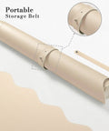 Rolled Extra Large PU Leather Desk Pad With Scalloped Edges, Waterproof Non Slip Desk Protector Mat For Office And Home, Large Mouse Pad With Stitched Border, Beige Tone For A Calm, Modern Workspace with portable storage belt.
