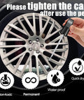 Hand applying Matte Black Wheel Touch Up Paint Kit For Curb Rash And Scratches Quick Easy Rim Repair with applicator on alloy rim