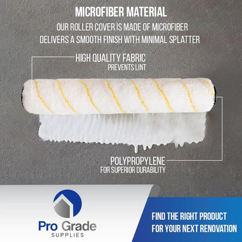 Microfiber Paint Roller Covers 1/2 Inch Nap By 14 Inches, 6 Pack, no shed, smooth finish, reusable core, product details