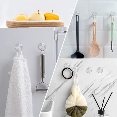 Lock It Down Suction Cup Hooks Clear Invisible Window Mounts With Rustproof Steel Rings Top Shelf Waterproof Bathroom Organizers No Sweat Quick Grip Install For Your Spot 12 Pack
