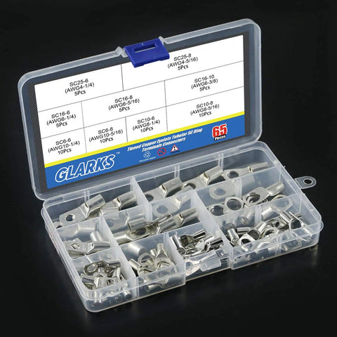 65Pcs Assorted Heavy Duty Wire Lugs And Tinned Copper Battery Cable Eyelets Tubular SC Ring Terminals With Spy Hole Kit