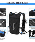 Back view of Unisex Hydration Running Vest With Adjustable Chest Straps, Lightweight Nylon Gear For Marathon, Jogging, And Hiking
