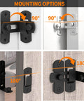 Matte Black 90 Degree Flip Barn Door Lock Latches, Stainless Steel Gate Latch Security Door Latch in various mounting positions
