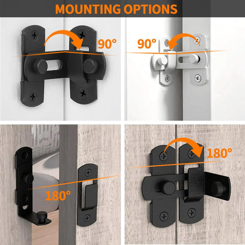 Four Pack Matte White 90 Degree Flip Barn Door Lock Latches Tough As Nails Heavy Duty Stainless Steel Gate Latch mounting options