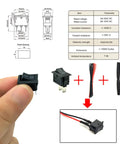 Hand holding a boat rocker switch with wiring diagram from Six Piece Awesome DC Motor Kit For DIY Projects, Mini Electric Hobby Motors