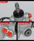 Close-up of Hydraulic Power Steering Rack And Pinion Assembly For Toyota Highlander 2001 2007 And Lexus RX330 2004 2006 And RX350 2007 2009 Direct Fit New Unit Leak Resistant Ready To Install showing input shaft and pressure ports