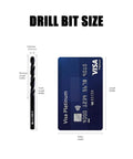 Three Sixteenth Inch HSS M35 Cobalt Twist Drill Bits Pack Of Ten For Metalworking next to credit card for size comparison