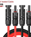 Solar Extension Cable Set 6 Feet 10AWG With Male And Female Connectors Red And Black Dual Color Solar Panel Wire Adaptor Kit