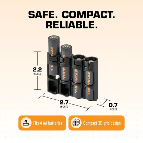 Keep Your Spare Aa Cells Square In This Compact Black Storage Caddy Delivering No Mess One Hand Dispensing Snug Terminal Guards Quick Load Easy Off Everyday Carry