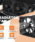 Straight Bolt On Tough Built AC Condenser Radiator Cooling Fan Assembly Compatible With 2005 To 2011 Lincoln Town Car Mercury Grand Marquis And 2006 To 2011 Ford Crown Victoria showcased in installation.