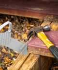 Heavy Duty Aluminum Board Lifter With Non Slip Grip For Drywall Panel Hoisting And Window Frame Setup Labor Saving Furniture Moving Tool shown near a hammer on wood.