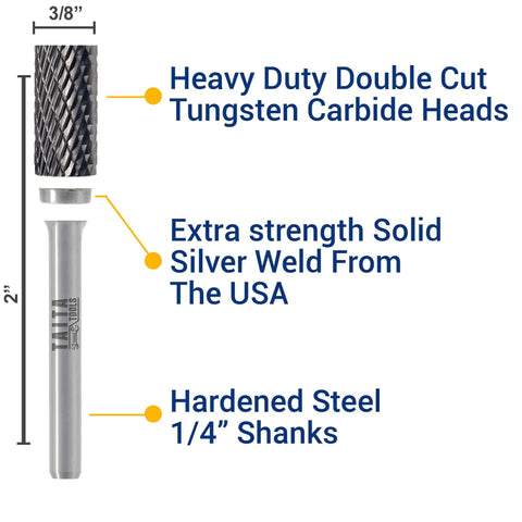 8 Piece Carbide Burr Set One Quarter Inch Shank Double Cut Rotary Die Grinder Bits For Wood Carving And Metalworking Durable