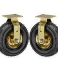 10 Inch Pneumatic Rolling Plate Casters Wheels With Durable Rubber Knobby Tread Quiet And Sturdy 2 Pack For Furniture And Workbenches