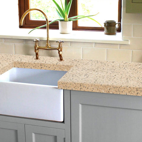 Granite Countertop Paint Kit Sand Finish For Kitchen And Bathroom, high gloss DIY refinishing solution applied in a kitchen