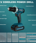 21V Cordless Drill And 255 Piece Tool Set With Drawer For Home Auto And DIY Repairs Portable Complete General Purpose Kit