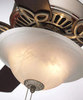 Traditional Style 42 Inch Five Blade Ceiling Fan In White With Frosted Globes And Light Kit Includes Three CFL Bulbs Quick Attach Blades For Easy Assembly Dual Mount For Close To Ceiling Or Standard Install, showcasing light detail