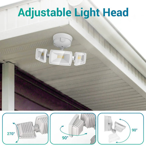 Super Bright Outdoor LED Flood Light 55W 5500LM 5000K Switch Controlled IP65 Waterproof Exterior Security Light for Eave