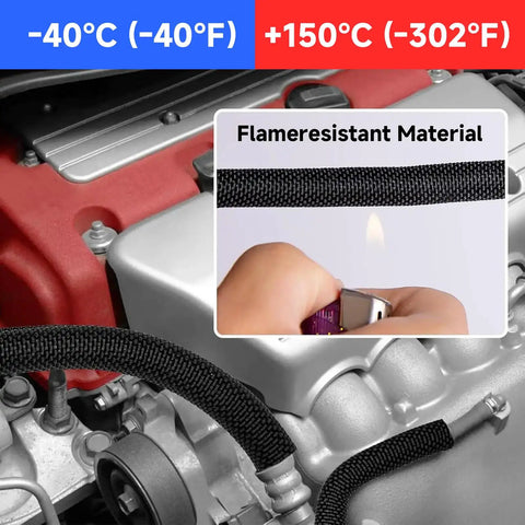 10 Ft 1 In Split Cable Loom Hider For USB And Power Cords, black wire on engine, flameresistant material