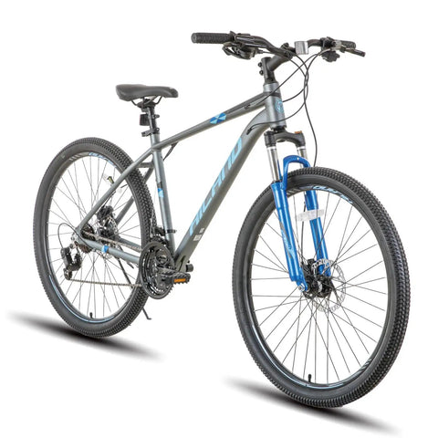 27 Point 5 Inch Mountain Bike With 21 Speeds Lockout Suspension Fork Aluminum Frame Hydraulic Disc Brakes For Men And Women Adult MTB Ride Ready All