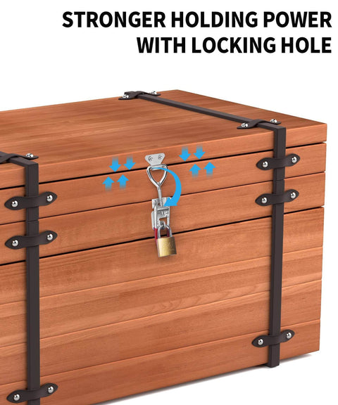 8 Pack Heavy Duty Toggle Latch Clamp With Lock Hole, 550 Lbs Holding Capacity on wooden box showing locking mechanism.