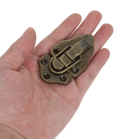Solid Cold Rolled Steel Toggle Latches Duckbill Hasp Lock Set For Toolboxes Cabinets And Antique Boxes Heavy Duty Grip 6 Pack, bronze latch in hand