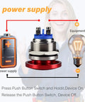 Red 16mm Mushroom Push Button Switch 5A 250V AC DC Momentary, IP65 Waterproof Panel Mount, Self Resetting 16mm Button For 12V 24V 36V 110V 250V Systems, Dual Pack close-up