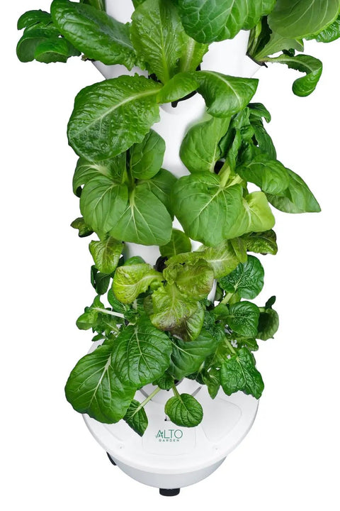 Self Watering Hydroponic Tower For Home Gardens, Vertical Planter System Kit With 24 Net Pots, leafy greens growing