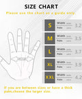 Size chart for MicroFoam Nitrile Coated Work Gloves with Seamless Knit Nylon, grippy dexterity in gray, sizes S to XXL.