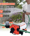 On Demand 110V Water Pressure Pump 5.5 GPM 70 PSI Self Priming Diaphragm Pump for RV Fresh Water and Garden Hose Quick Connect